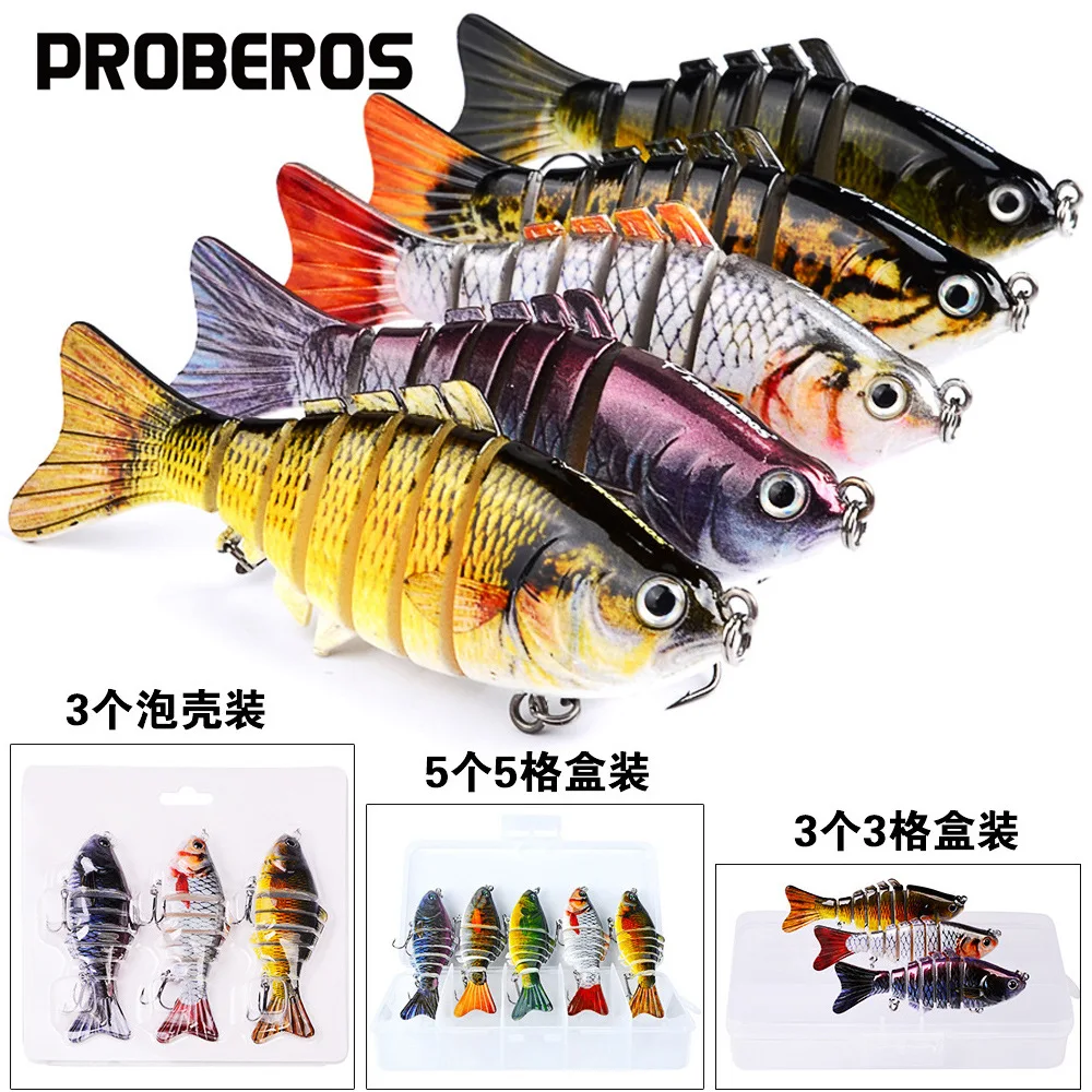 Pesca 1 pieza Swimbait cebo de pesca 6-7 secciones señuelo de pesca 9-10cm/11-15,5g 6 #   Aparejos de pesca con anzuelo de buena calidad - imagen 3