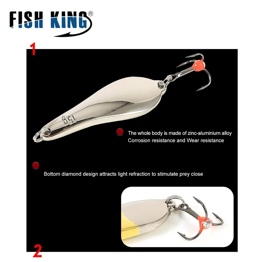 FISH KING-señuelo de pesca en hielo de invierno, plantillas verticales de 10/20/25g, señuelo duro con cuchara de Metal con anzuelo triple para pesca de Lucio - imagen 4