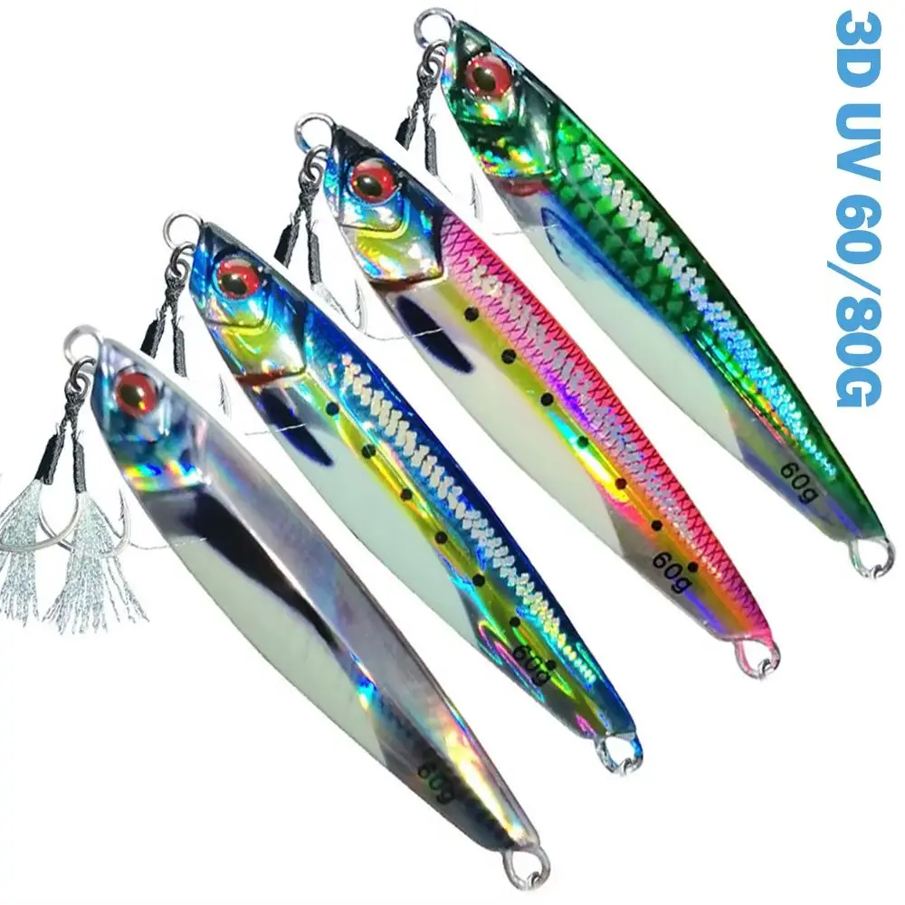 60g 80g caballa brillo plantilla de Metal pesca cebo duro aparejos de pesca Shore Cast Vertical Jigging Jigpara señuelos de agua salada para atún - imagen 3