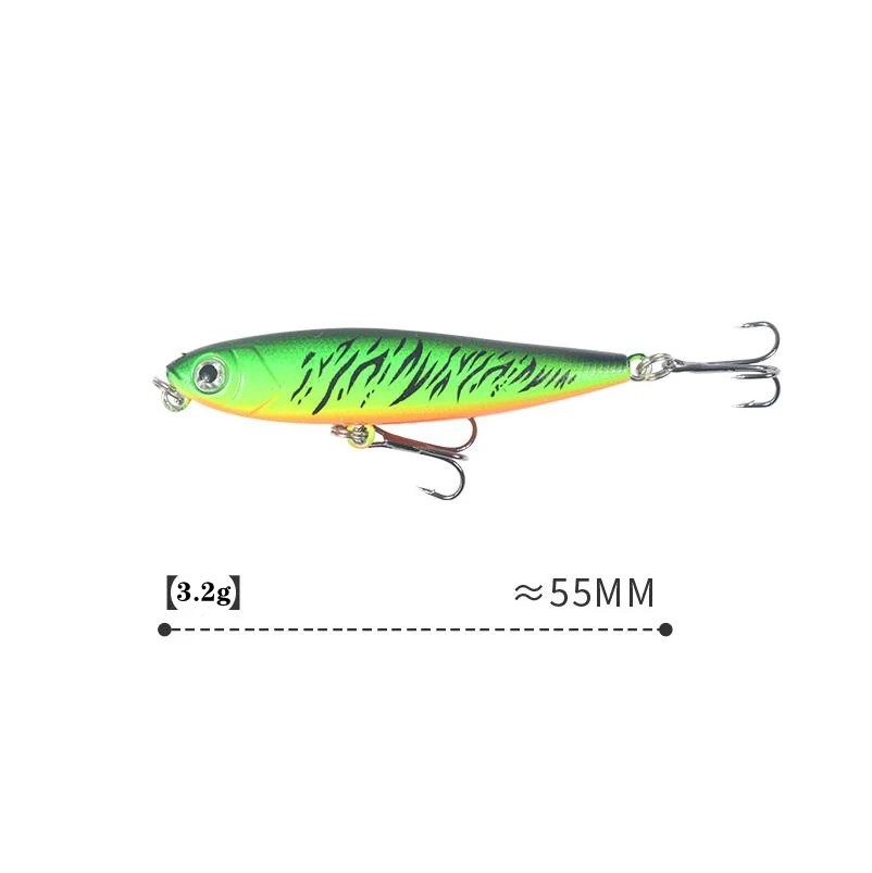 Señuelo de pesca con lápiz flotante, Wobblers, 5,5 cm, 3,2g, cebo duro de plástico Artificial, aparejos de pesca de lubina de alta calidad, 6 uds. - imagen 3