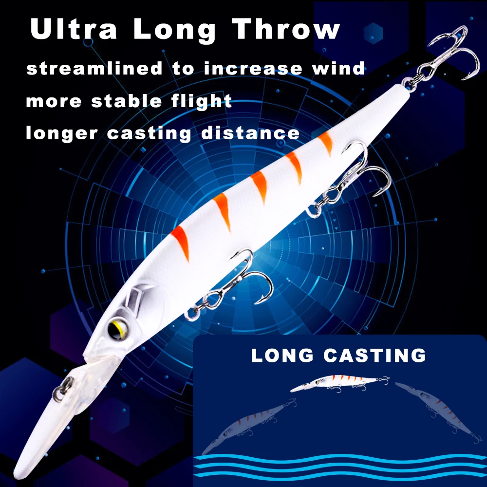 CCLTBA-Señuelos de pesca de pececillo de aguas profundas, 14cm, 15,5g, cebos duros flotantes, señuelo Artificial oscilante, aparejos de pesca Jerkbait - imagen 3