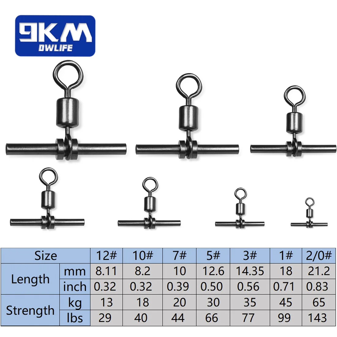 9KM 25 uds. Giratorios de 3 vías pesca línea cruzada engarzado conector giratorio en forma de T manga de engarzado giratorios pesca en agua salada - imagen 3