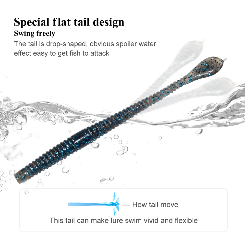 ILure-señuelo de pesca de 10 piezas, 10,5 cm, señuelos blandos de lubina, cebo Artificial de silicona, gusano, sábalo, Anguila, gusanos, cebos artificiales, aparejos - imagen 5