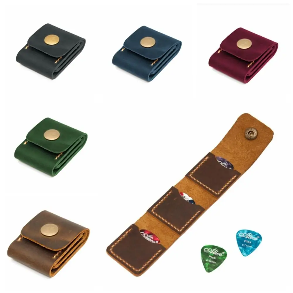 Estuche de cuero PU para púas de guitarra, caja de almacenamiento con gran capacidad, soporte duradero para púas de guitarra, regalo - imagen 5