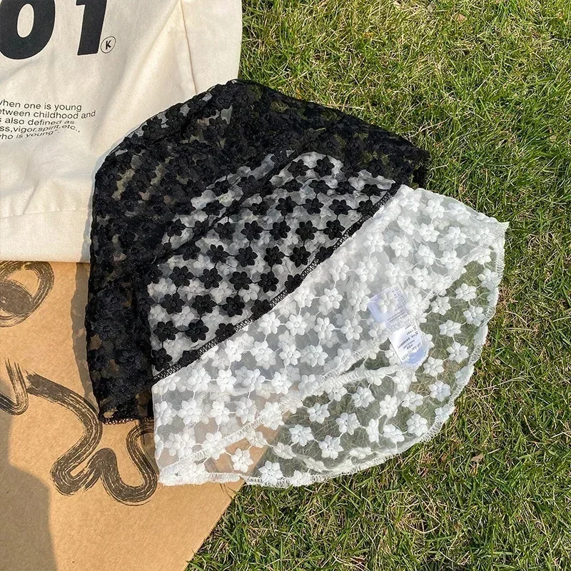 Sombrero de sol de encaje transpirable para mujer, sombrero de cubo, sombrero de lona, los estudiantes usan sombreros planos, sombreros finos de verano al aire libre - imagen 5