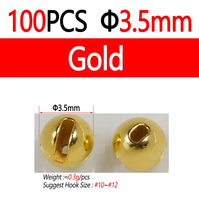 100pcs 3.5mm Gold