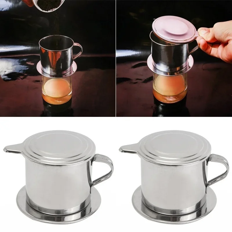 Cafetera de filtro de goteo de café de acero inoxidable estilo Vietnam, taza para infusión, portátil, para el hogar, oficina, viaje, Camping, duradera - imagen 3