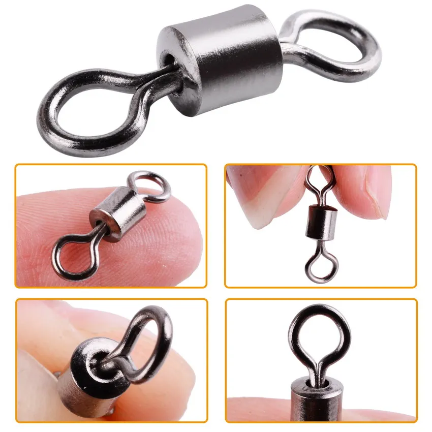 Conector de señuelos de anillo sólido giratorio, accesorios de aparejos de pesca de 11 tamaños, 50 unids/lote/caja - imagen 3