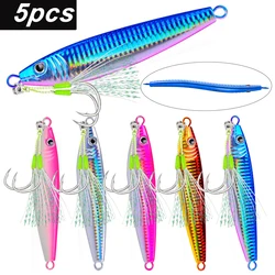 Señuelo de pesca de Metal de aguas profundas, 5 uds., 40g, 60g, 80g, 100g-250g, pesca en barco, señuelo de caballa a la deriva, fundición larga, hundimiento rápido, señuelo de Metal