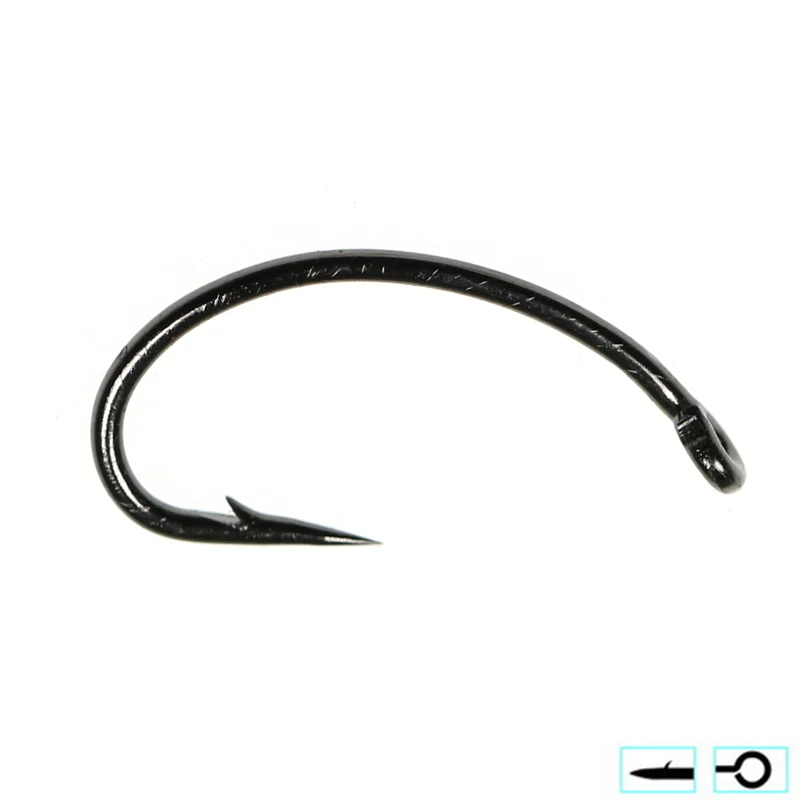 Bimoo 50 Uds 100 Uds curva de púas Ninfa mosca atado ganchos para ninfa insectos camarones Scud Pupae larvas Caddis moscas trucha Señuelos de Pesca - imagen 5