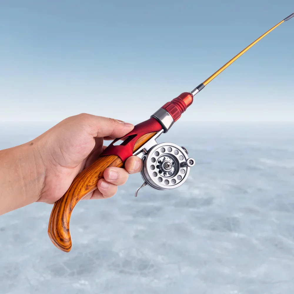 Caña de pesca en hielo – Mango de madera 2 secciones para lubina y trucha - imagen 5