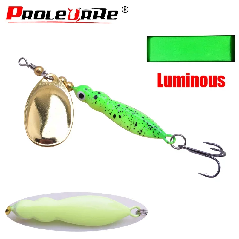 Wobblers luminosos de 7cm y 14g, cuchara de rotación de 360 grados, anzuelos de cebos de Metal, Wobbler, Crankbait, aparejos de pesca, PR-407, 1 ud. - imagen 3