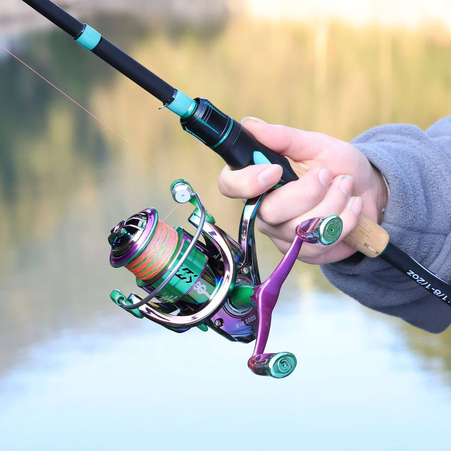 Sougayilang-juego combinado de caña y carrete de pesca, fibra de carbono, 1,8/2,1 m, Kit de relación de engranaje 5,0: 1 para pesca en agua dulce - imagen 5