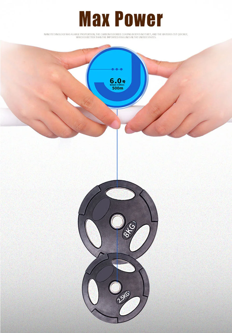 Balanzze-sedal de pesca de nailon Invisible, hilo de revestimiento de fluorocarbono de 500m, 0,20-0,60mm, 7,15-45lb, sedal de hundimiento de fósforo superfuerte - imagen 4