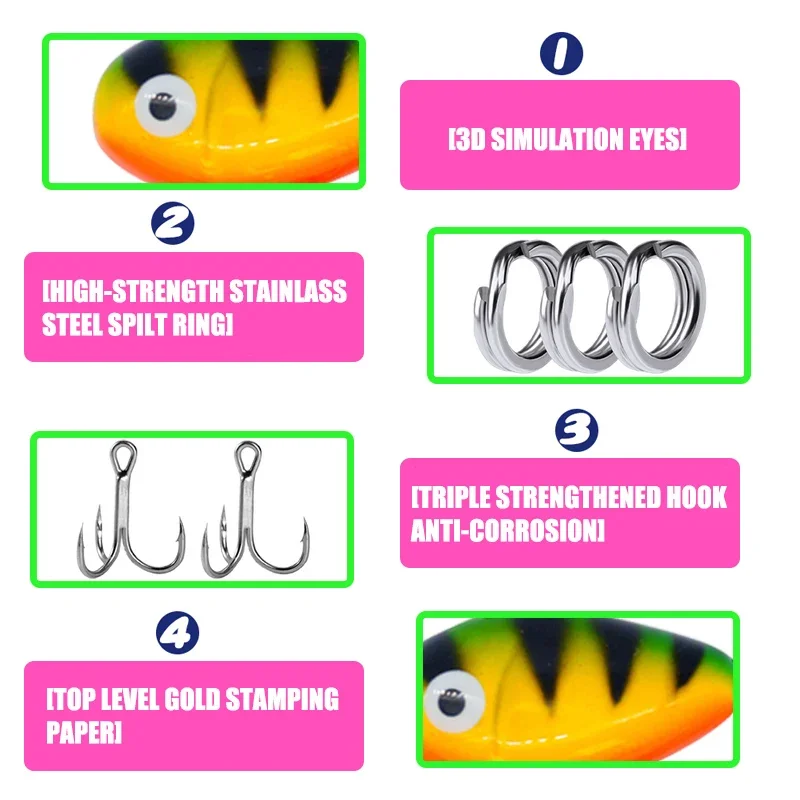 Mini señuelo de pesca con vibración de Metal, 1 unidad, 10g, 5cm, cebo duro VIB con cuchara, Crankbait giratorio, Spinner, cebo que se hunde, Takcle de pesca - imagen 5