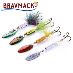 Señuelos de Pesca de Metal de 3.5g, Señuelos de Pesca con Plumas y Lentejuelas Altamente Reflectantes, Señuelos para Trucha, Lubina y Lucio, para Agua Dulce y Agua Salada