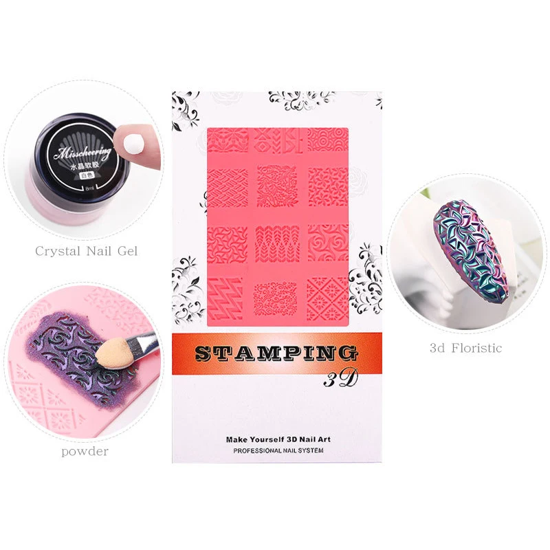 Polvo de purpurina en relieve para uñas, efecto metálico tallado, arte de uñas DIY, fototerapia, accesorios de decoraciones de Gel de manicura - imagen 5