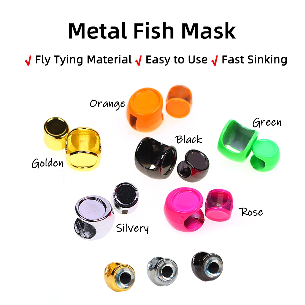 Wifreo-mascarilla de pez de Metal de colores, ojos 3D, Material de atado de pesca con mosca, cabeza de pez ponderada para trucha, lubina, Streamer, moscas de pececillo - imagen 2