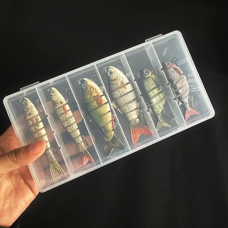 6 uds 3 estilos 6/8 segmentos señuelo de Pesca multiarticulado hundimiento Swimbait Wobblers artificiales Crankbait cebo duro aparejos de Pesca - imagen 2