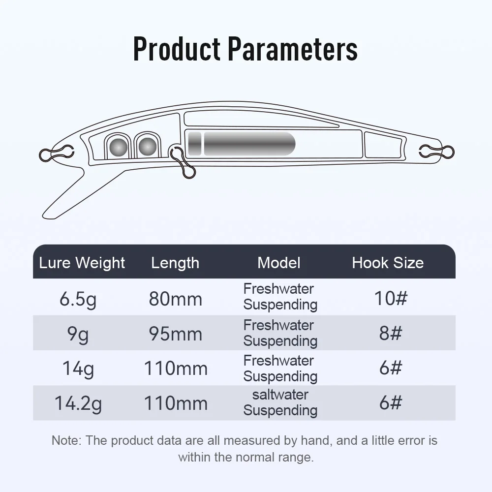 Señuelos de pesca KINGDOM SP Shadow, pececillo suspendido, 6,5g, 9g, 14g, 14,2g, cebos de manivela Wobbler, aparejos de pesca artificiales para lubina - imagen 2