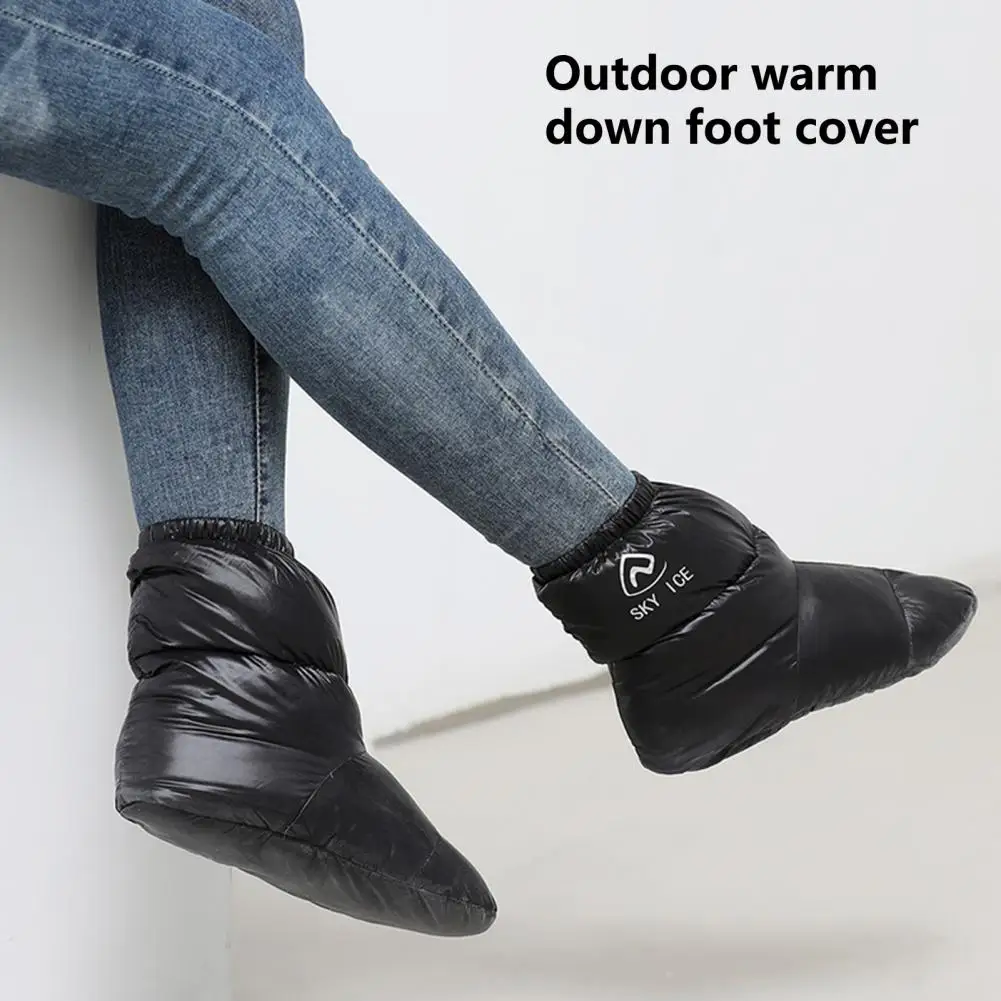 Botines cálidos para invierno, calcetines para tienda de campaña al aire libre, cubiertas cálidas para pies, zapatillas suaves, calzado esponjoso impermeable, calentadores acogedores - imagen 2