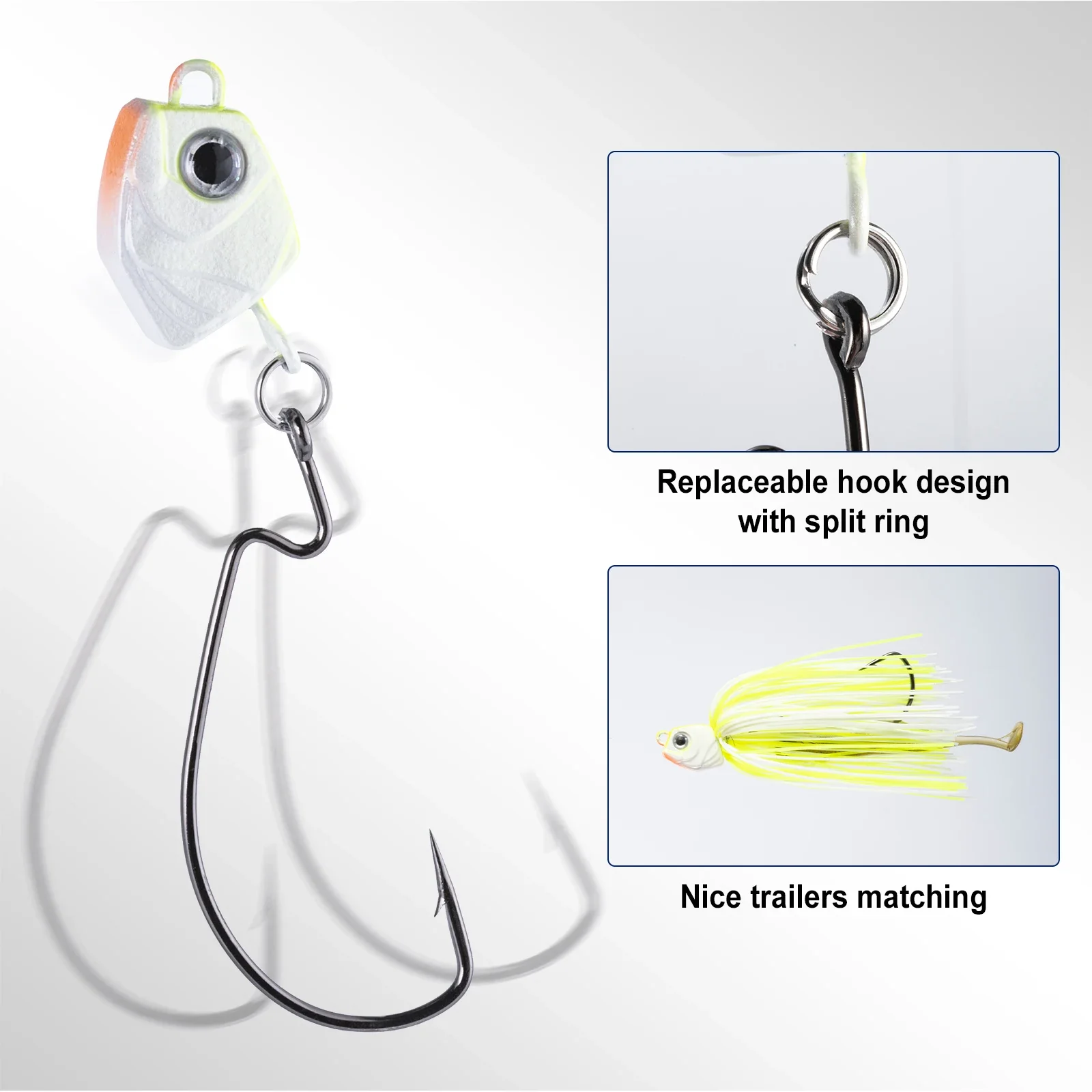 Goture-Cebo giratorio de Metal, anzuelo de pesca de 8cm, 15g, 18g, 20g, cuchara de alambre, Wobblers, aparejos para carpa, señuelo de pesca de lubina, 5 unidades por lote - imagen 5