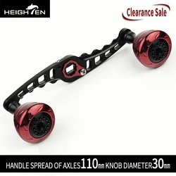 HEIGHTEN-mango doble para carrete de Baitcasting, distancia de eje de 110mm con perilla de 30mm de diámetro, accesorio de modificación de carrete de pesca