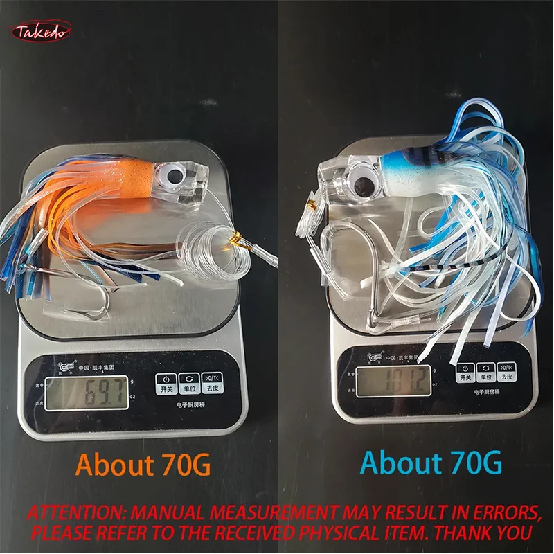 TAKEDO-señuelo de pulpo con un solo gancho, falda de calamar, cebos de pesca de mar, cebo Artificial para curricán de barco, para Wahoo, caballa, atún, Marlin - imagen 3