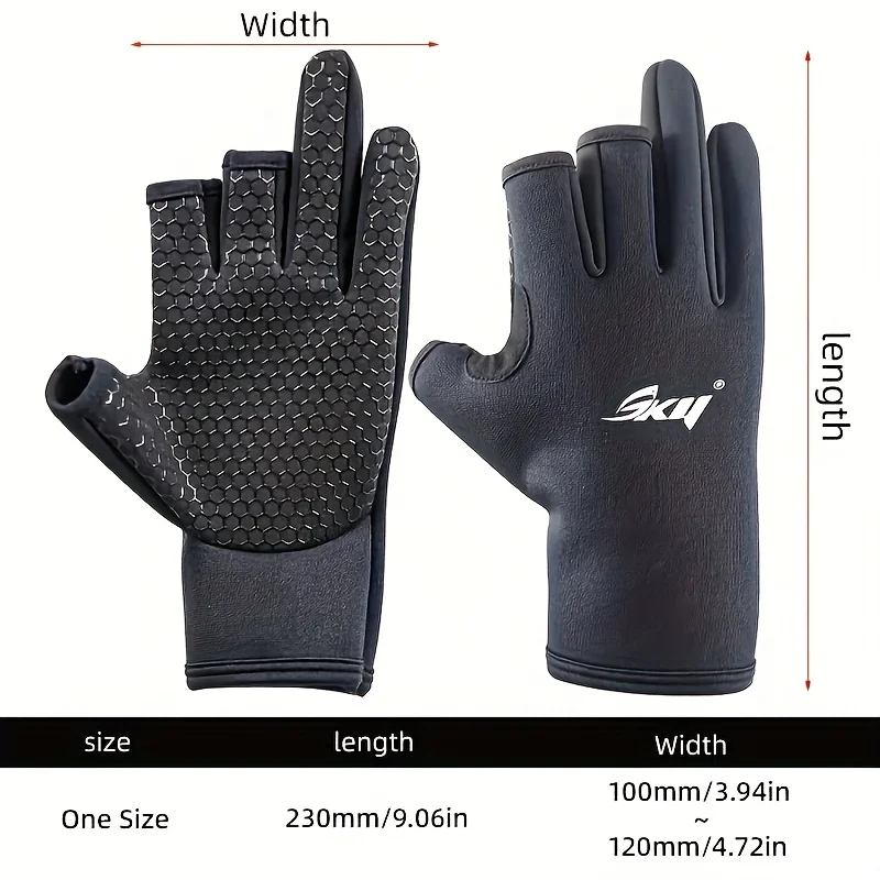 ZYZ Guantes de pesca gruesos antideslizantes, cálidos, resistentes al desgaste, de secado rápido, guantes de pesca con corte de tres dedos de alta calidad - imagen 5