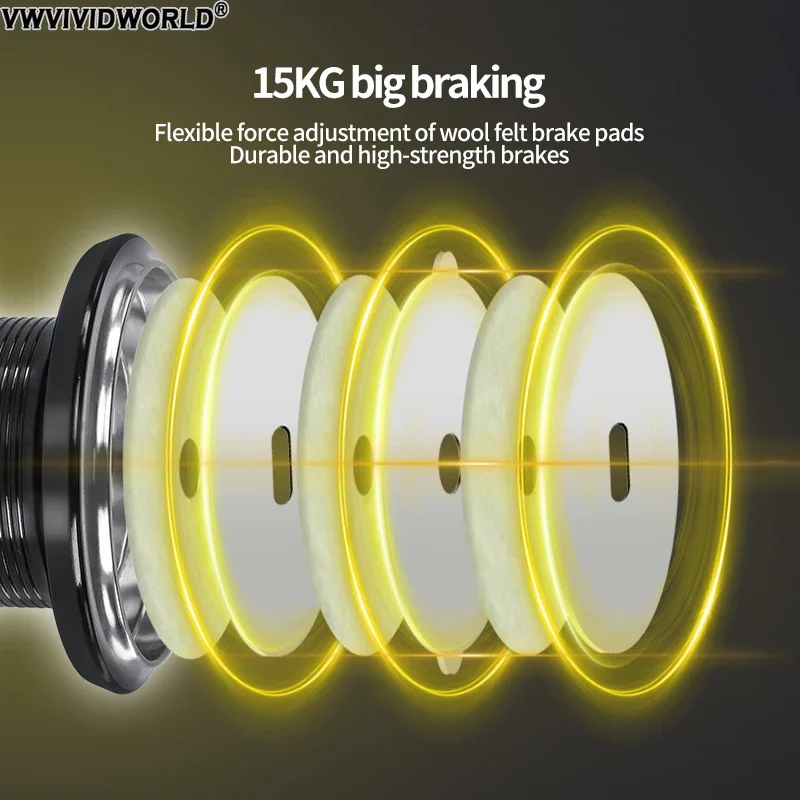 VWVIVIDWORLD-Carretes de pesca de agua salada de alta calidad, carrete giratorio, engranaje de aleación, carrete de aleación, brazo de Metal, carrete de fundición - imagen 4