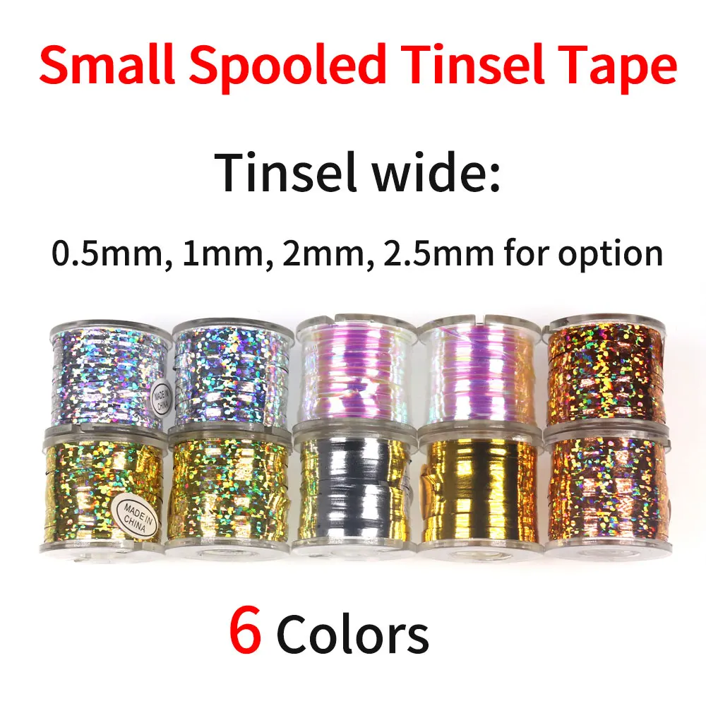 Bimoo 50m/carrete 0,5mm - 2,5mm atado de moscas oropel cinta Flash perla holográfica Streamer Teaser Material de atado de moscas trucha señuelos de peces - imagen 2