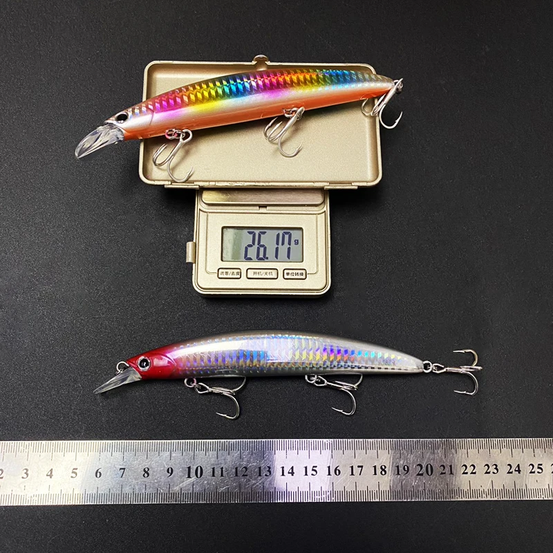 1 Uds Minnow 130mm 25g flotante Minnow grande Pesca Choco lubina de agua salada Pike cebo de Pesca Isca aparejos de Pesca de plástico 9107 - imagen 5