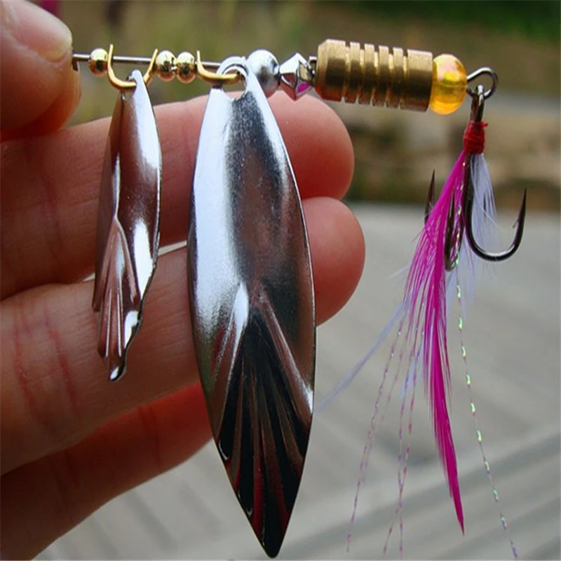 Señuelos de Pesca giratorios, Wobbers giratorios de cuchara, 6,5 cm, 7g, Crankbait, plantilla de trucha, lentejuelas de Metal brillante, 1 unidad por caja - imagen 4