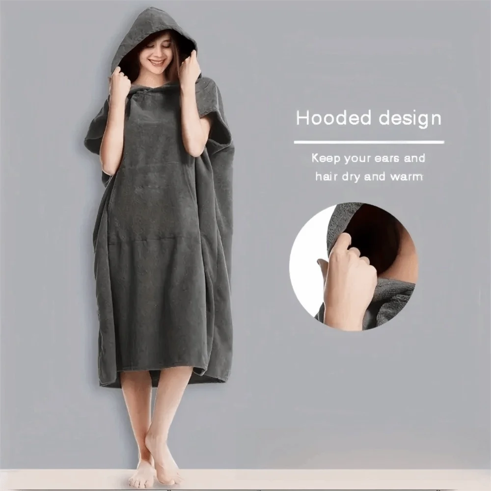Bathrobe Microfiber Surf Poncho Towel Hooded Extra Large Beach Robe Thick Soft Swim Towels Adults - imagen 5