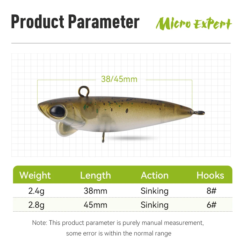 Kingdom Micro Expert-señuelo de pesca con lápiz que se hunde, 2,4g, 38mm, 2,8g, 45mm, anzuelo único, cebo duro Artificial, trucha, perca, lubina, Zander - imagen 2