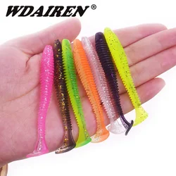 10 unids/lote Jig Wobblers señuelo de silicona gusano cebo suave 5cm 7cm Isca cebos de goma Artificial Pesca lubina aparejos de Pesca