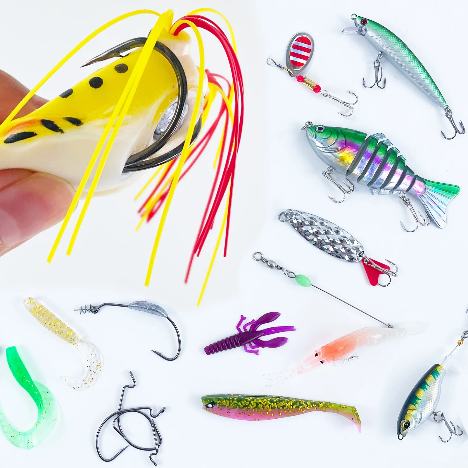Kit pesca lubina Free Fisher, señuelos Jerkbait y vinilo - imagen 4