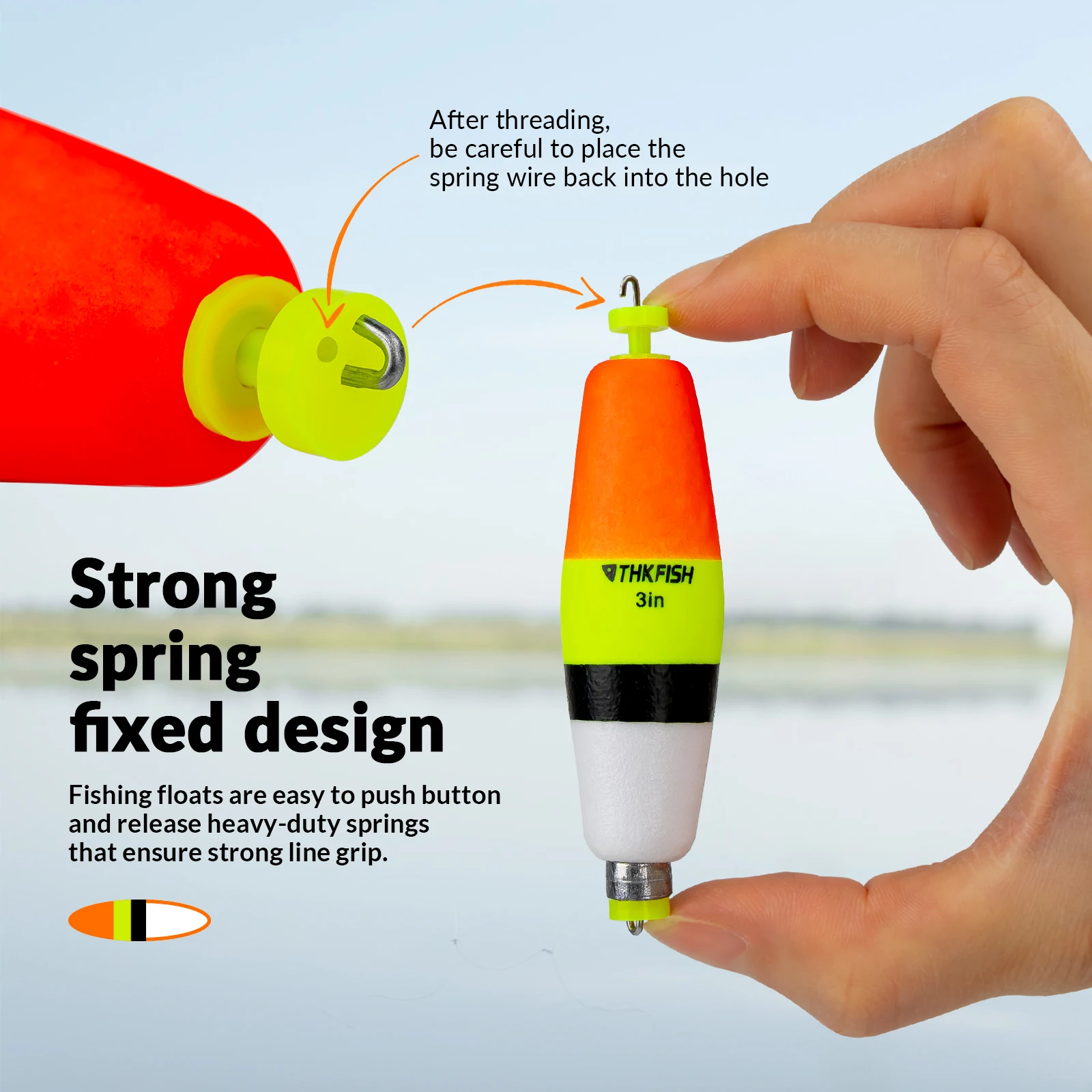 THKFISH-flotadores de pesca de espuma EVA, 3 uds., 1,5 pulgadas, 2,5 pulgadas, 3 pulgadas, boyas Bobber deslizantes ponderadas, corchos, flotador de pesca para tipo panfish - imagen 4