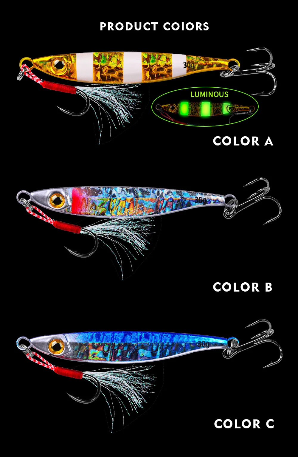 Explore el mundo vibrante de los colores del producto con color A B y C, cada uno ofreciendo una experiencia visual única
