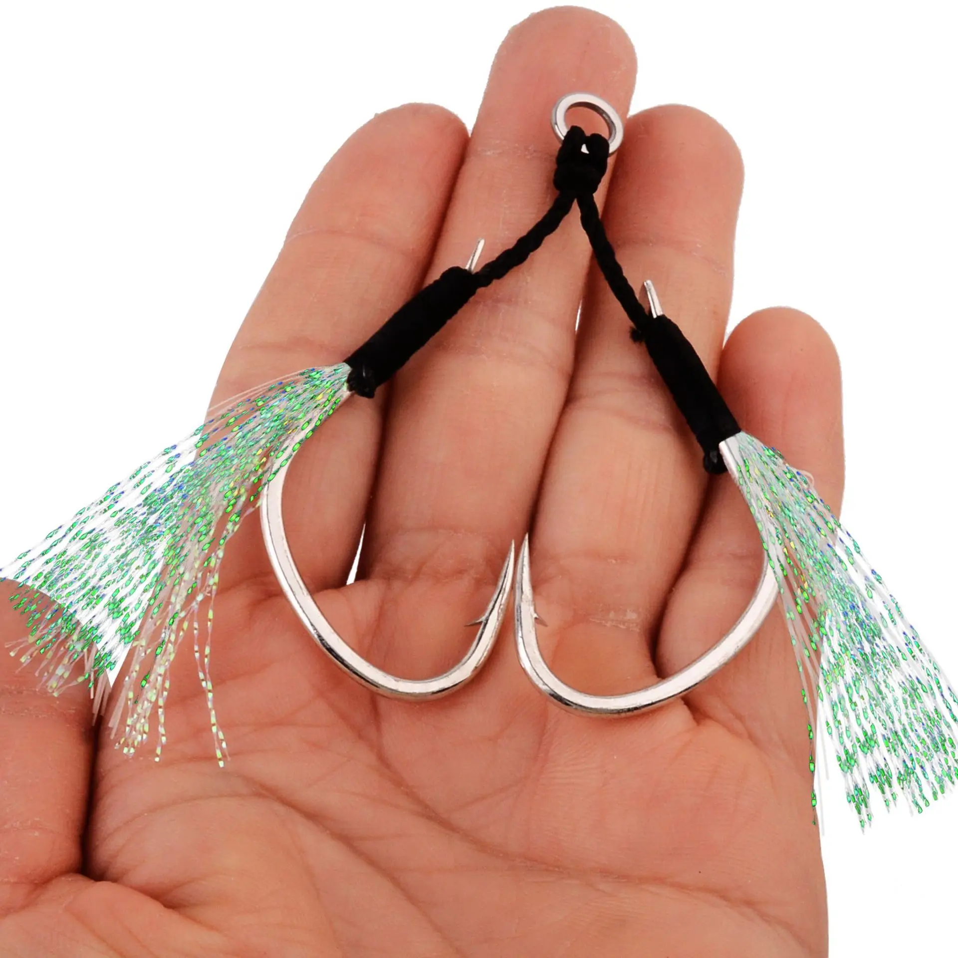 Anzuelos de asistencia con plumas – Metal y anilla sólida para jigging - imagen 5