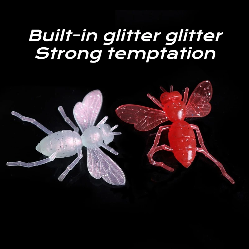 Señuelo de pesca de 30 piezas, cebo de mariposa, suave, sumergible, abeja, lubina biónica negra, cebo de pez mandarín, suministros de pesca - imagen 3