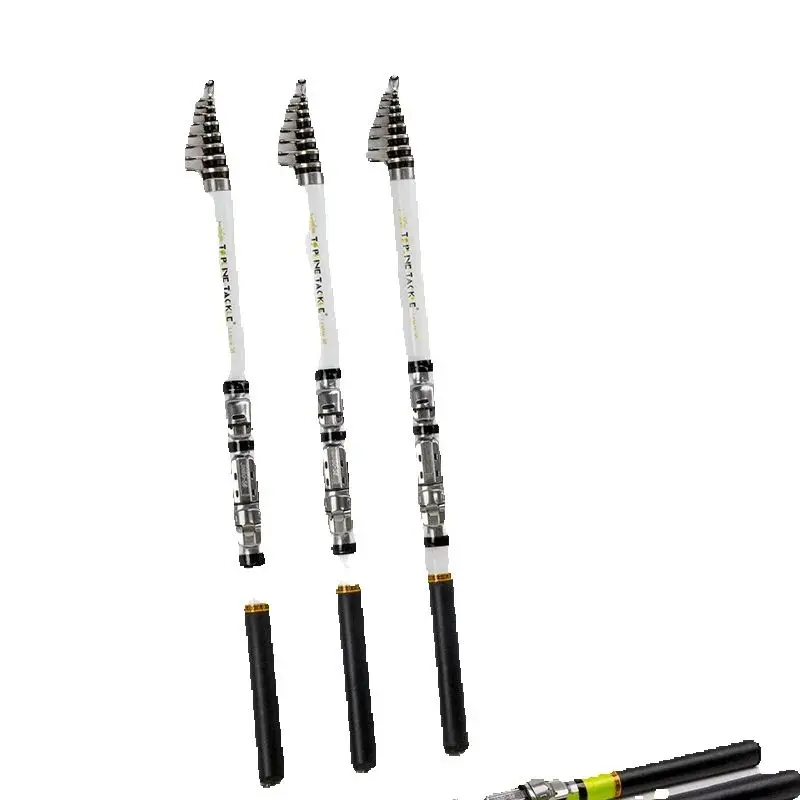 Caña giratoria blanca para pesca, alimentador telescópico de roca, caña giratoria para carpa, caña de pescar para lanzar al aire libre, 2 uds.