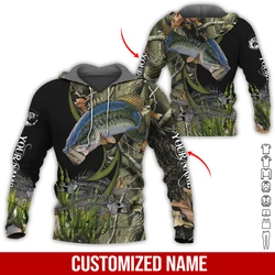 PLstar Cosmos Largemouth Bass Fishing personalizar nombre 3D impreso hombres Sudadera con capucha Unisex Casual cremallera Sudadera con capucha otoño chándales KJ997
