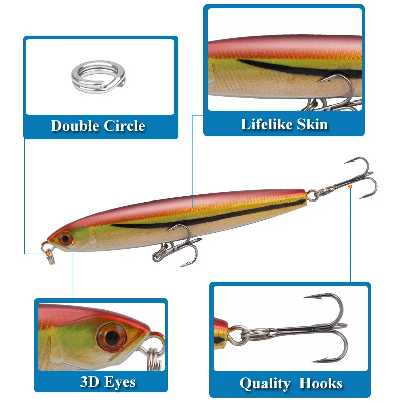 Señuelo de pesca de lápiz que se hunde por 1 piezas, Wobblers de 7,5 cm, 13,6g, cebos duros artificiales, pececillo, Crankbait, aparejo de pesca Jigging - imagen 5