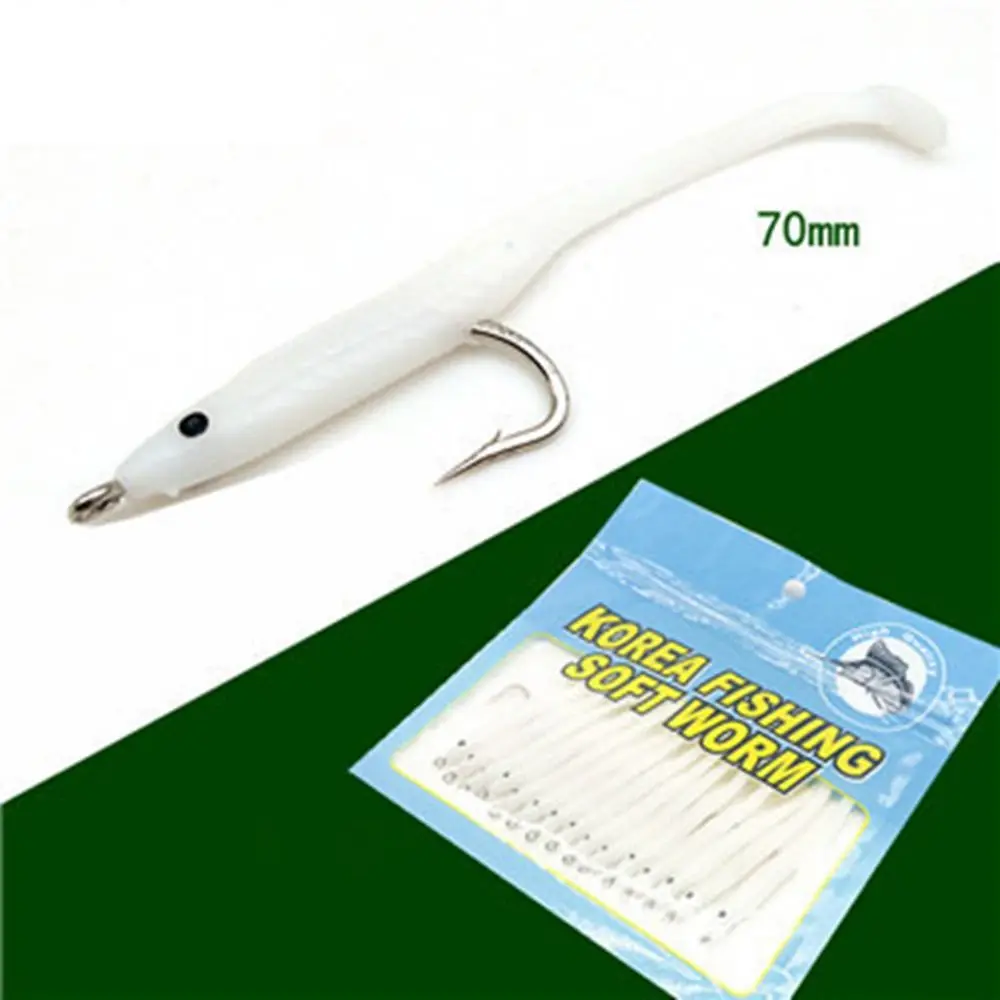 10 unids/lote nadar 7 cm/1g cabeza de plantilla de plomo luminosa señuelo de Anguila de pescado cebo Artificial suave gusano gancho de púas - imagen 2