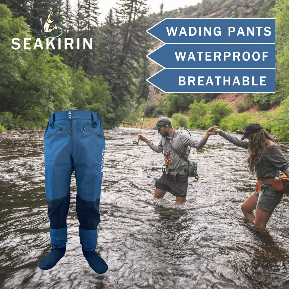 Pantalones de vadear impermeables de cintura de 4 capas, medias transpirables para exteriores, caza, pesca, senderismo, Camping, agricultura - imagen 5