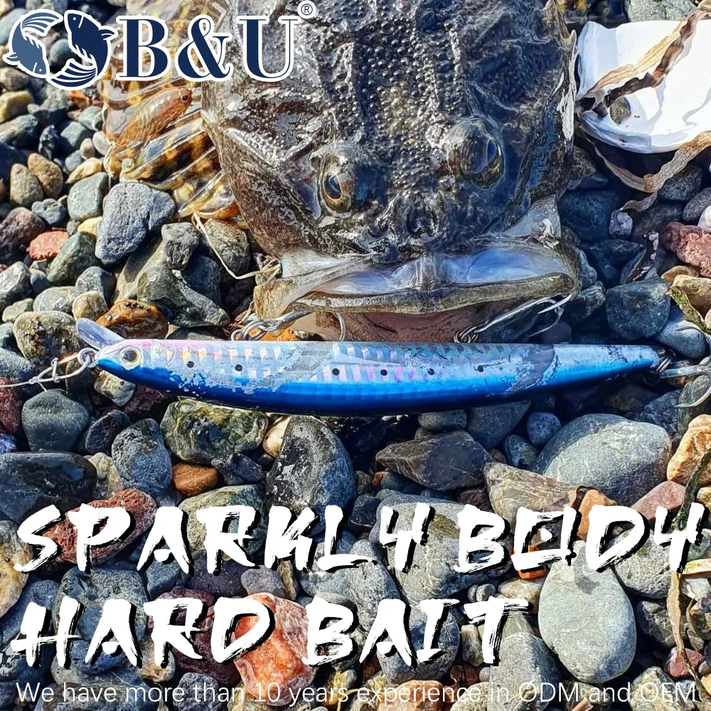 B & U-señuelo flotante para pesca en agua salada, cebo de tungsteno con sistema de movimiento, Wobbler de fundición larga, Minnow, lubina, aparejos de Lucio, 125mm, 145mm - imagen 3