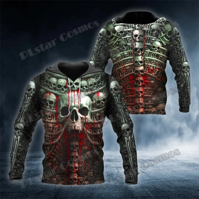 Sudaderas con capucha góticas con estampado 3D de calavera y costillas de muerte para hombre, suéter informal Unisex con capucha QDY72 - imagen 2