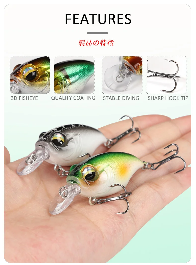 Detalle del crankbait y anzuelos
