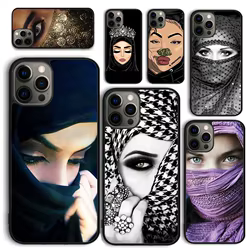 Funda de teléfono musulmana islámica árabe Hijab Face Gril Eyes Koran para iPhone 17 Air 16 Coque 15 14 12 13 PLUS 11 PRO MAX